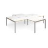 Adapt back to back 4 desk cluster 3200mm x 1600mm with 800mm return desks - silver frame White Top with oak edge - ER32168-S-WO