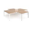 Adapt back to back 4 desk cluster 3200mm x 1600mm with 800mm return desks - white frame Beech top - ER32168-WH-B