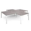 Adapt back to back 4 desk cluster 3200mm x 1600mm with 800mm return desks - white frame Grey Oak Top - ER32168-WH-GO