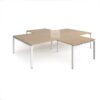 Adapt back to back 4 desk cluster 3200mm x 1600mm with 800mm return desks - white frame Kendal Oak Top - ER32168-WH-KO