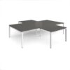 Adapt back to back 4 desk cluster 3200mm x 1600mm with 800mm return desks - white frame storm grey top - ER32168-WH-OG