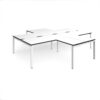 Adapt back to back 4 desk cluster 3200mm x 1600mm with 800mm return desks - white frame White Top black edge - ER32168-WH-WK