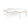 Adapt back to back 4 desk cluster 3200mm x 1600mm with 800mm return desks - white frame White Top with oak edge - ER32168-WH-WO