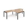 Adapt double straight desks 3200mm x 800mm with 800mm return desks - black frame Beech top - ER3288-K-B