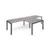 Adapt double straight desks 3200mm x 800mm with 800mm return desks - black frame Grey Oak Top - ER3288-K-GO
