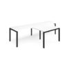 Adapt double straight desks 3200mm x 800mm with 800mm return desks - black frame White Top - ER3288-K-WH