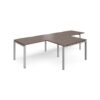 Adapt double straight desks 3200mm x 800mm with 800mm return desks - silver frame Walnut top - ER3288-S-W