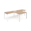 Adapt double straight desks 3200mm x 800mm with 800mm return desks - white frame Beech top - ER3288-WH-B