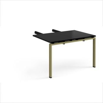 Adapt add on unit double return desk 800mm x 1200mm - green frame black top - ER812-AB-GN-BK