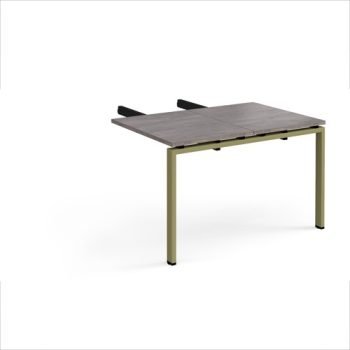 Adapt add on unit double return desk 800mm x 1200mm - green frame Grey Oak Top - ER812-AB-GN-GO