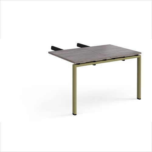 Adapt add on unit double return desk 800mm x 1200mm - green frame Grey Oak Top - ER812-AB-GN-GO
