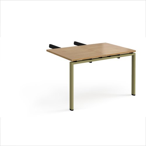 Adapt add on unit double return desk 800mm x 1200mm - green frame Oak Top - ER812-AB-GN-O