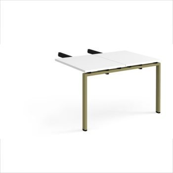 Adapt add on unit double return desk 800mm x 1200mm - green frame White Top - ER812-AB-GN-WH