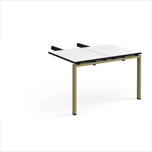 Adapt add on unit double return desk 800mm x 1200mm - green frame White Top black edge - ER812-AB-GN-WK