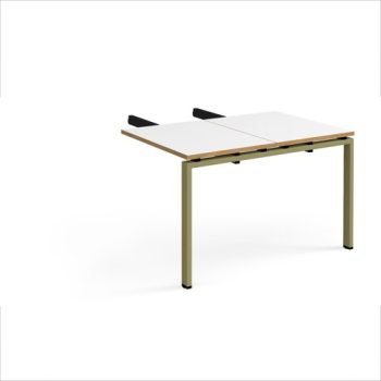 Adapt add on unit double return desk 800mm x 1200mm - green frame White Top oak edge - ER812-AB-GN-WO