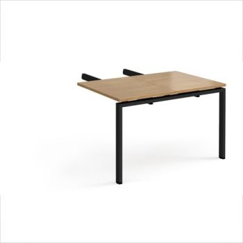 Adapt add on unit double return desk 800mm x 1200mm - black frame Oak Top - ER812-AB-K-O