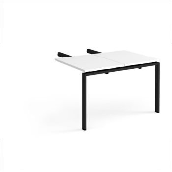 Adapt add on unit double return desk 800mm x 1200mm - black frame White Top - ER812-AB-K-WH