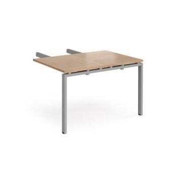 Adapt add on unit double return desk 800mm x 1200mm - silver frame Beech top - ER812-AB-S-B