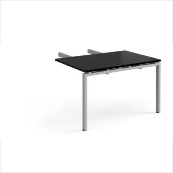 Adapt add on unit double return desk 800mm x 1200mm - silver frame black top - ER812-AB-S-BK
