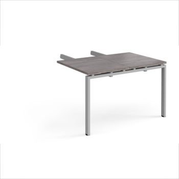 Adapt add on unit double return desk 800mm x 1200mm - silver frame Grey Oak Top - ER812-AB-S-GO
