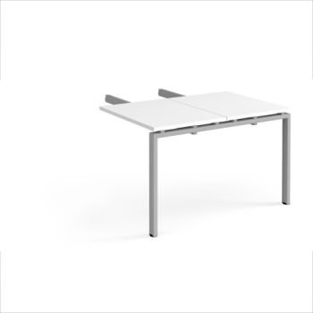 Adapt add on unit double return desk 800mm x 1200mm - silver frame White Top - ER812-AB-S-WH