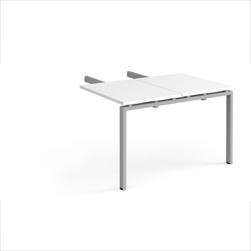 Adapt add on unit double return desk 800mm x 1200mm - silver frame White Top - ER812-AB-S-WH