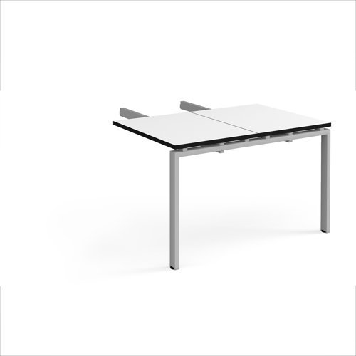 Adapt add on unit double return desk 800mm x 1200mm - silver frame White Top black edge - ER812-AB-S-WK