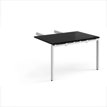 Adapt add on unit double return desk 800mm x 1200mm - white frame black top - ER812-AB-WH-BK