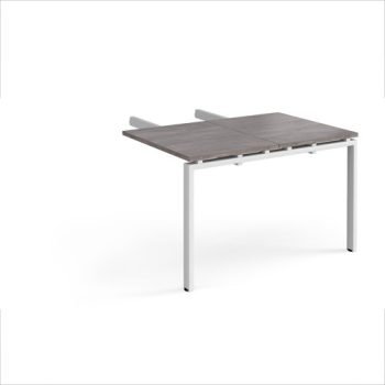 Adapt add on unit double return desk 800mm x 1200mm - white frame Grey Oak Top - ER812-AB-WH-GO
