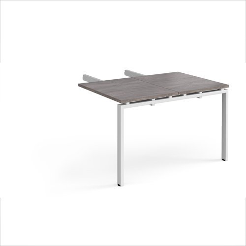 Adapt add on unit double return desk 800mm x 1200mm - white frame Grey Oak Top - ER812-AB-WH-GO