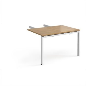 Adapt add on unit double return desk 800mm x 1200mm - white frame Oak Top - ER812-AB-WH-O