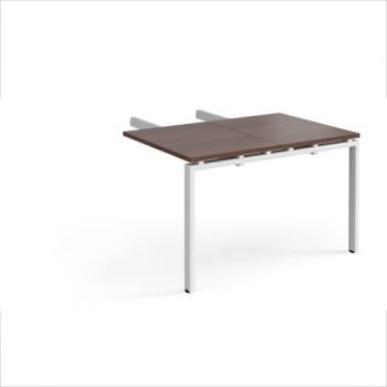 Adapt add on unit double return desk 800mm x 1200mm - white frame Walnut top - ER812-AB-WH-W