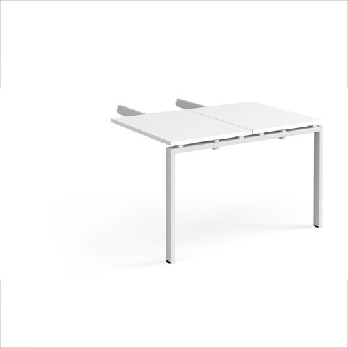 Adapt add on unit double return desk 800mm x 1200mm - white frame White Top - ER812-AB-WH-WH