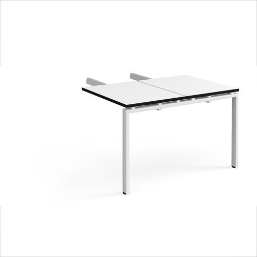 Adapt add on unit double return desk 800mm x 1200mm - white frame White Top black edge - ER812-AB-WH-WK
