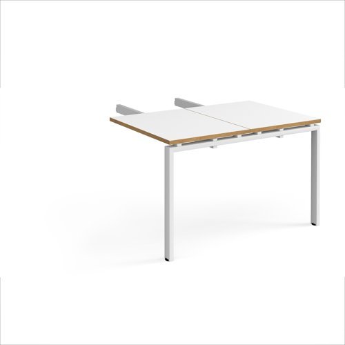 Adapt add on unit double return desk 800mm x 1200mm - white frame White Top with oak edge - ER812-AB-WH-WO