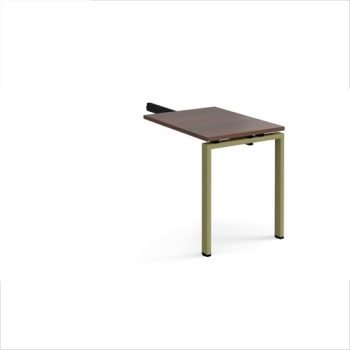 Adapt add on unit single return desk 800mm x 600mm - green frame Walnut top - ER86-AB-GN-W