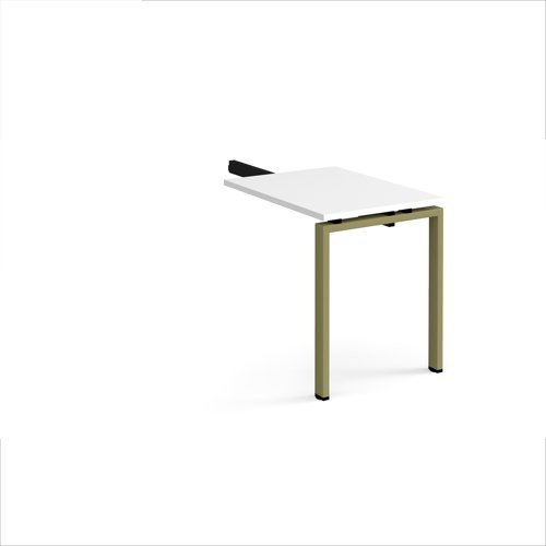 Adapt add on unit single return desk 800mm x 600mm - green frame White Top - ER86-AB-GN-WH