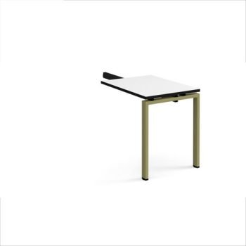 Adapt add on unit single return desk 800mm x 600mm - green frame White Top black edge - ER86-AB-GN-WK