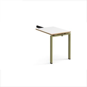 Adapt add on unit single return desk 800mm x 600mm - green frame White Top oak edge - ER86-AB-GN-WO