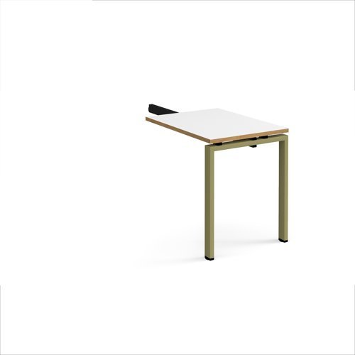 Adapt add on unit single return desk 800mm x 600mm - green frame White Top oak edge - ER86-AB-GN-WO