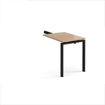 Adapt add on unit single return desk 800mm x 600mm - black frame Beech top - ER86-AB-K-B