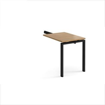 Adapt add on unit single return desk 800mm x 600mm - black frame Oak Top - ER86-AB-K-O