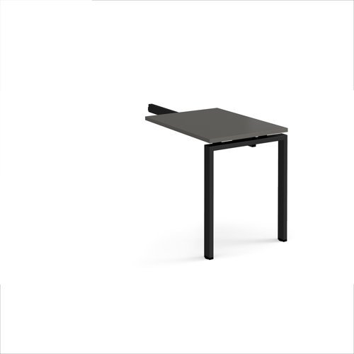 Adapt add on unit single return desk 800mm x 600mm - black frame storm grey top - ER86-AB-K-OG
