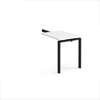 Adapt add on unit single return desk 800mm x 600mm - black frame White Top - ER86-AB-K-WH