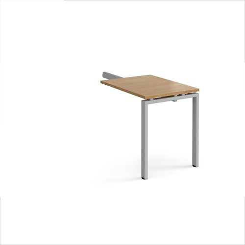 Adapt add on unit single return desk 800mm x 600mm - silver frame Oak Top - ER86-AB-S-O