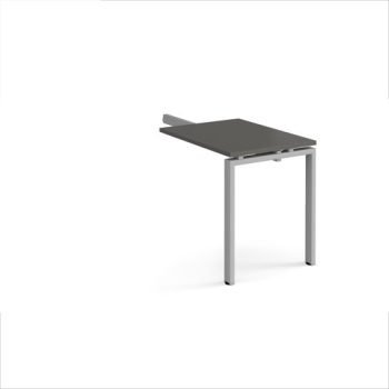Adapt add on unit single return desk 800mm x 600mm - silver frame storm grey top - ER86-AB-S-OG