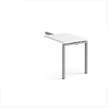 Adapt add on unit single return desk 800mm x 600mm - silver frame White Top - ER86-AB-S-WH