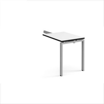 Adapt add on unit single return desk 800mm x 600mm - silver frame White Top black edge - ER86-AB-S-WK