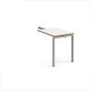 Adapt add on unit single return desk 800mm x 600mm - silver frame White Top with oak edge - ER86-AB-S-WO