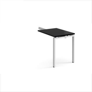 Adapt add on unit single return desk 800mm x 600mm - white frame black top - ER86-AB-WH-BK
